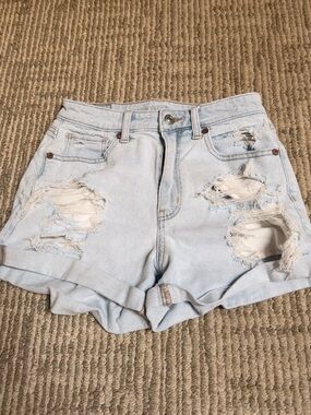 American Eagle Outfitters Light Blue Distressed Denim Shorts